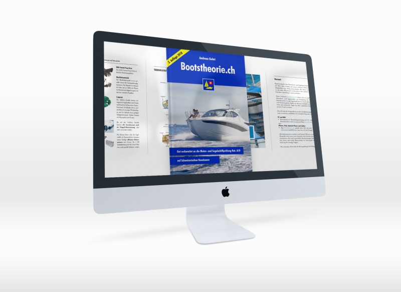 Das eBook Bootstheorie.ch als ideale Ergänzung zur App Bootstheorie.ch erklärt detailliert die Basistheorie zur Vorbereitung auf die theoretische Schiffsführerprüfung Motorboot und Segelschiff.