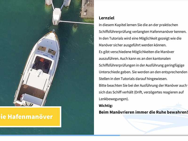 Sichere Hafenmanöver und Bootsmanöver mit dem Motorboot. Mit Videoaufnahmen und Tutorials aus der Vogelperspektive Schritt für Schritt vom Bootsfahrlehrer erklärt.