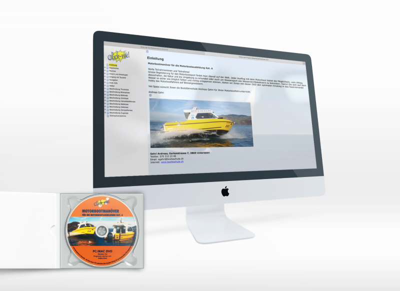 Mit der DVD Motorbootmanöver von Andreas Gehri kommt der Bootsfahrlehrer zu Ihnen nach Hause und erklärt Ihnen leicht verständlich alle Bootsmanöver welche an der praktischen Bootsprüfung verlangt werden.