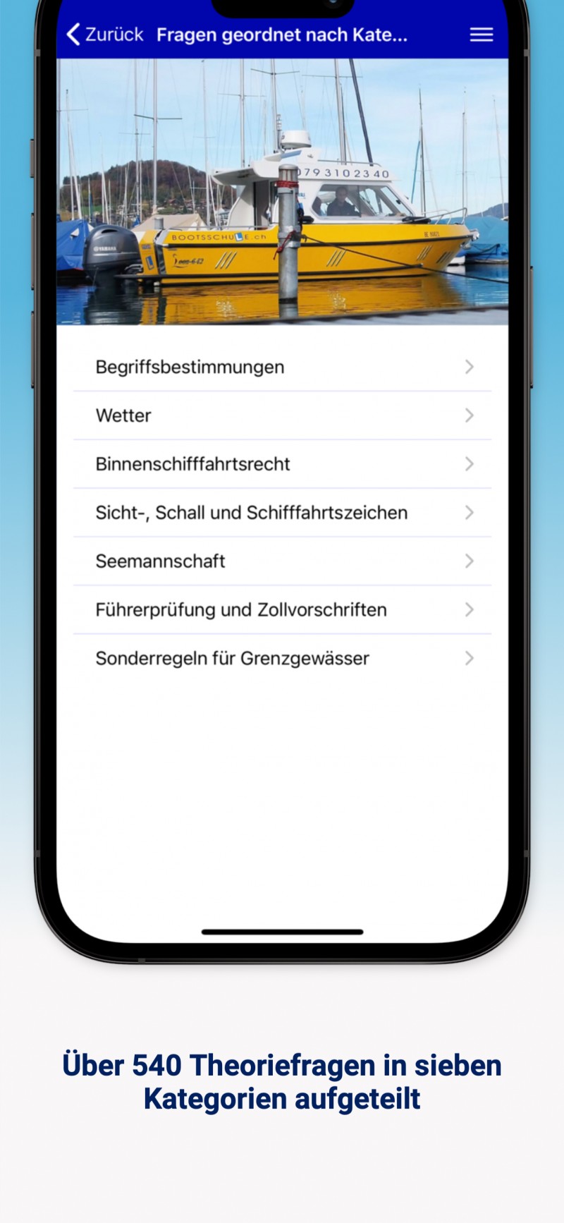 Die App vom Bootsfahrlehrer mit über 540 originalen Theoriefragen für die theoretische Bootsprüfung Motorboot, Passagierschiff, Güterschiff und Segelschiff auf Schweizerischen Gewässern. Kostenlose Testversion im App Store.